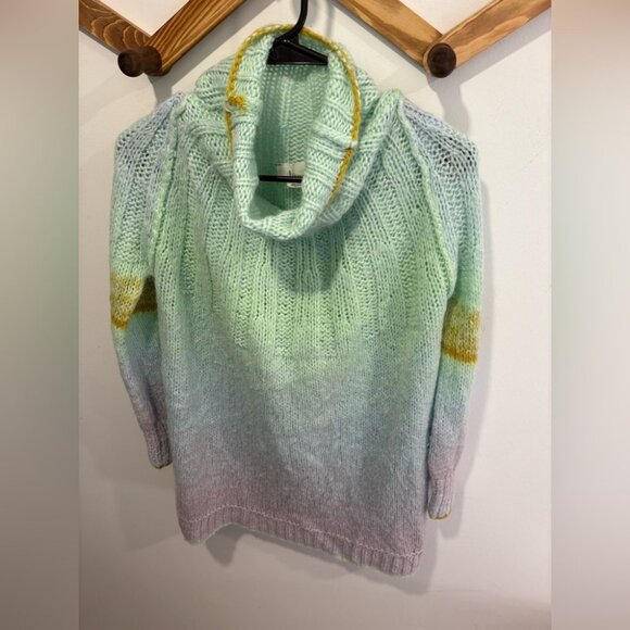 Anthropologie Perri Ombre Tunic Sweater / XSmall / Mint Purple Wool Alpaca Long - Picture 3 of 10